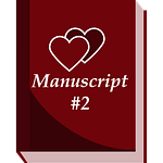 Illustrated graphic of a red book labeled Manuscript #2