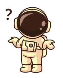 Cartoon astronaut shrugging in confusion