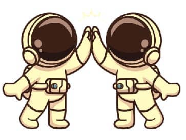 Two cartoon astronauts high-fiving